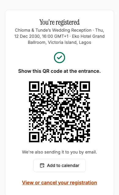 A guest’s QR pass on a phone